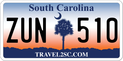 SC license plate ZUN510