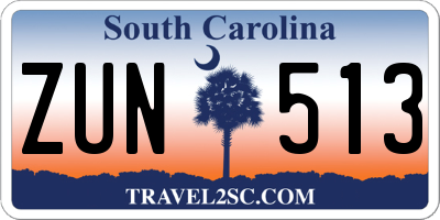 SC license plate ZUN513