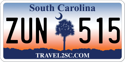 SC license plate ZUN515