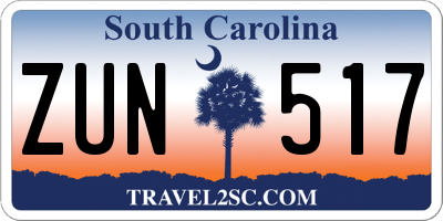 SC license plate ZUN517