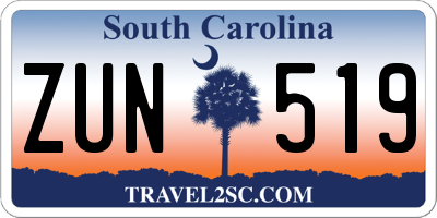 SC license plate ZUN519
