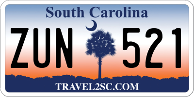 SC license plate ZUN521