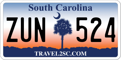 SC license plate ZUN524