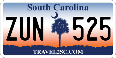 SC license plate ZUN525