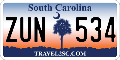 SC license plate ZUN534
