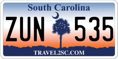 SC license plate ZUN535