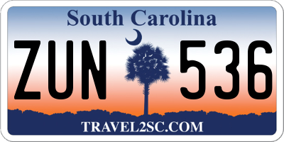 SC license plate ZUN536