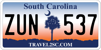 SC license plate ZUN537