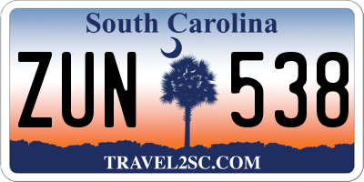 SC license plate ZUN538