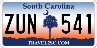 SC license plate ZUN541
