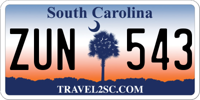 SC license plate ZUN543
