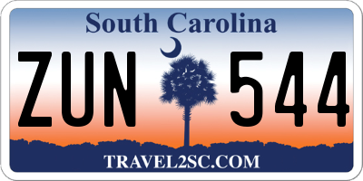 SC license plate ZUN544