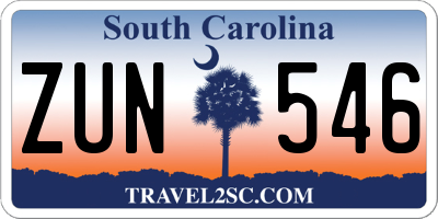 SC license plate ZUN546