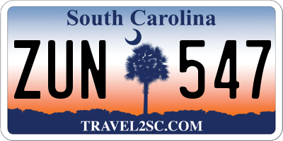 SC license plate ZUN547