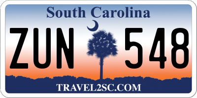 SC license plate ZUN548