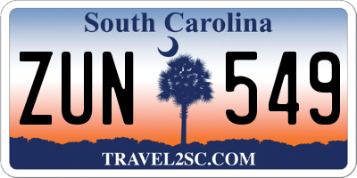 SC license plate ZUN549