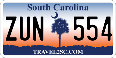 SC license plate ZUN554
