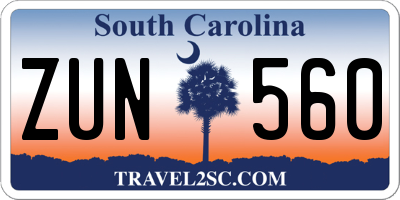 SC license plate ZUN560
