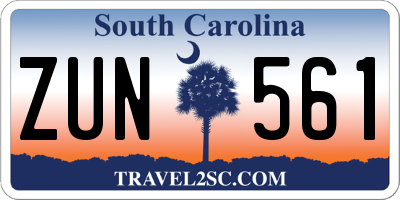 SC license plate ZUN561
