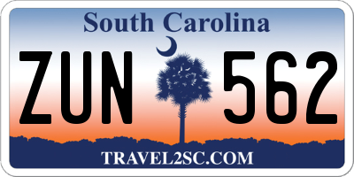 SC license plate ZUN562