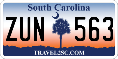 SC license plate ZUN563