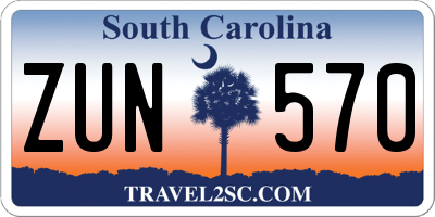 SC license plate ZUN570