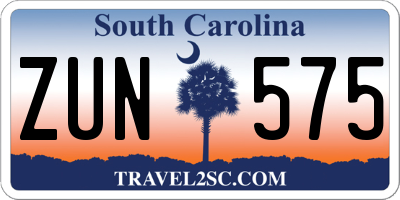 SC license plate ZUN575