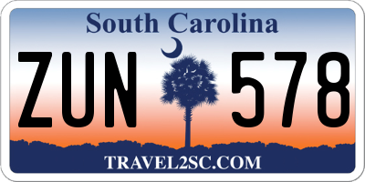 SC license plate ZUN578