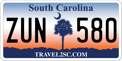 SC license plate ZUN580