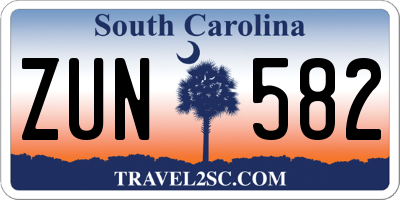 SC license plate ZUN582