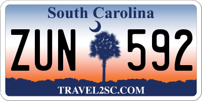 SC license plate ZUN592
