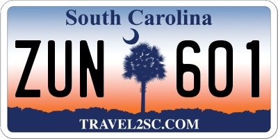 SC license plate ZUN601