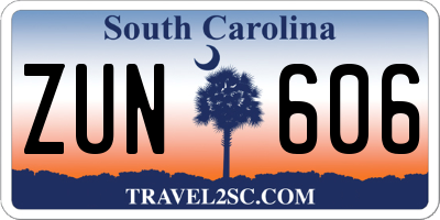 SC license plate ZUN606