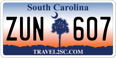 SC license plate ZUN607