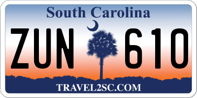 SC license plate ZUN610