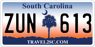 SC license plate ZUN613