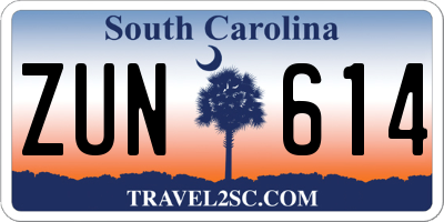 SC license plate ZUN614