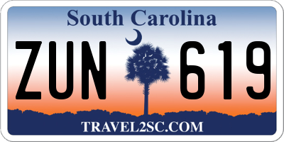 SC license plate ZUN619