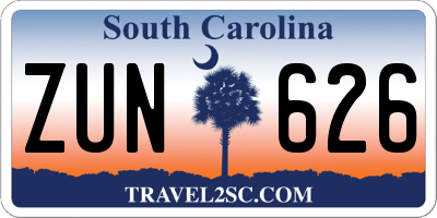 SC license plate ZUN626