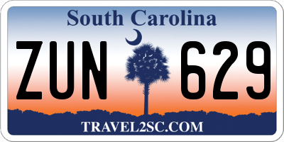 SC license plate ZUN629