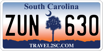 SC license plate ZUN630