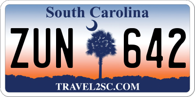 SC license plate ZUN642