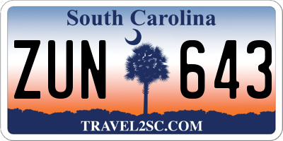 SC license plate ZUN643