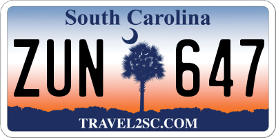 SC license plate ZUN647
