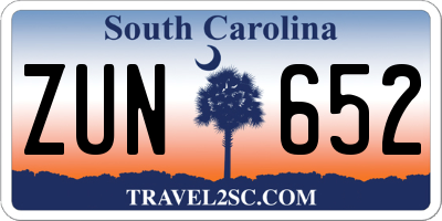 SC license plate ZUN652