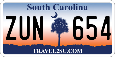 SC license plate ZUN654