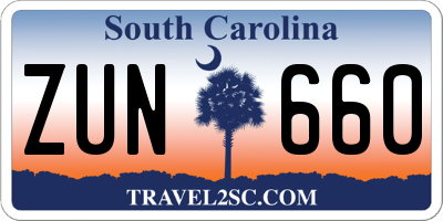 SC license plate ZUN660
