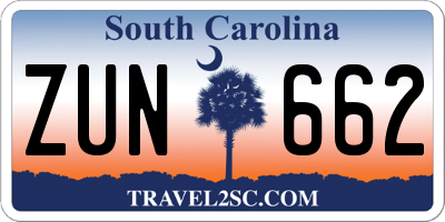 SC license plate ZUN662