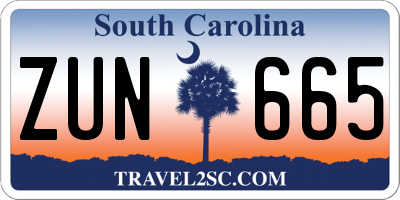 SC license plate ZUN665
