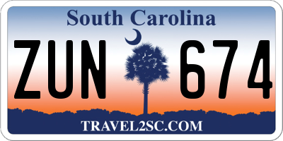SC license plate ZUN674